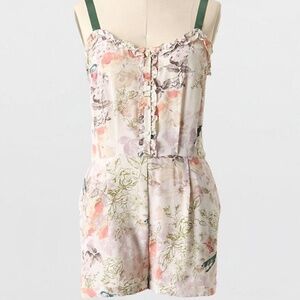 RARE Anthropologie English Breakfast Silk Romper